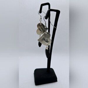 Heart Shape Dangle Earrings. Faith / I am Blessed